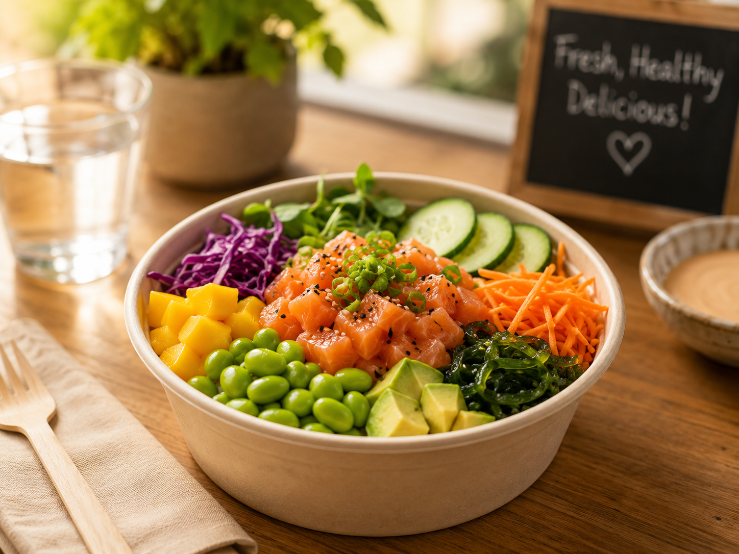 Fresh poke-style bowl